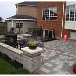 Stone bench and pillars